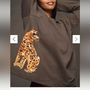 Anthropologie Sweatshirt with Leopard Print